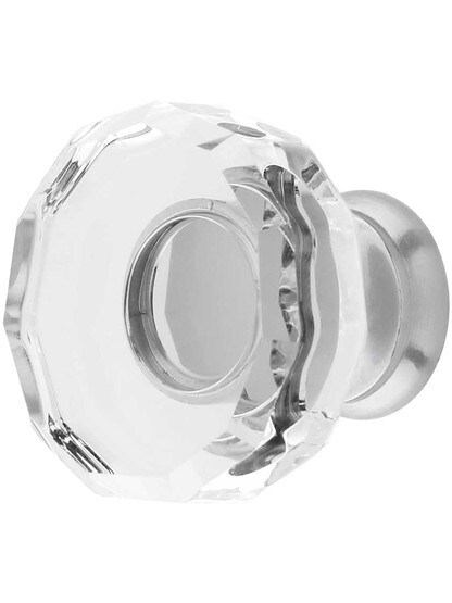 Lowell Crystal-Glass Cabinet Knob - 1 3/8 inch Diameter in Polished Chrome.